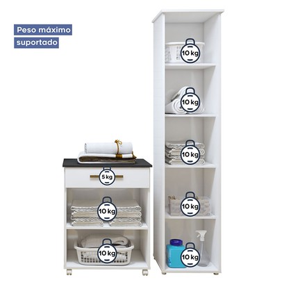 Lavanderia Completa Joinville  3 Poras 1 Gaveta Branco - Kaiki Móveis