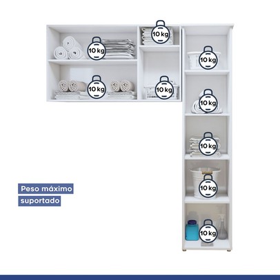 Lavanderia Completa Jundiaí 4 Portas 6 Prateleiras Branco - Kaiki Móveis