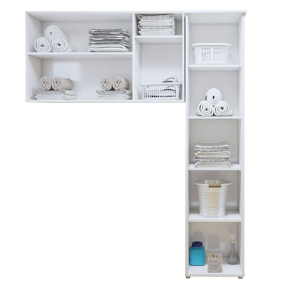 Lavanderia Completa Jundiaí 4 Portas 6 Prateleiras Branco - Kaiki Móveis