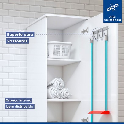 Lavanderia Completa Bauru 2 Portas 4 Prateleiras Branco - Kaki Móveis