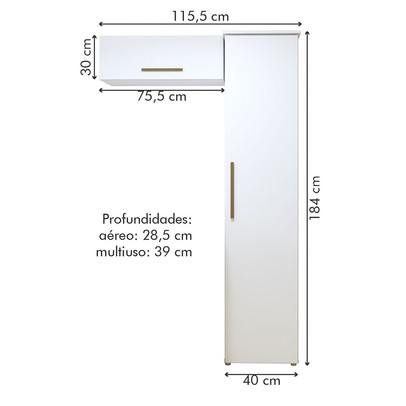 Lavanderia Completa Bauru 2 Portas 4 Prateleiras Branco - Kaki Móveis