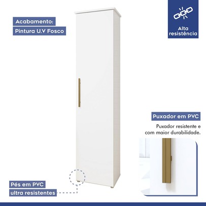 Lavanderia Completa Bauru 2 Portas 4 Prateleiras Branco - Kaki Móveis