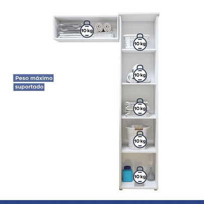 Lavanderia Completa Bauru 2 Portas 4 Prateleiras Branco - Kaki Móveis