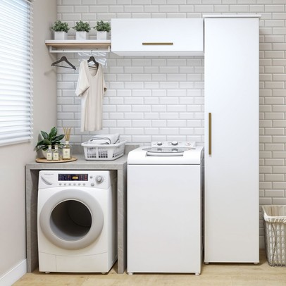 Lavanderia Completa Bauru 2 Portas 4 Prateleiras Branco - Kaki Móveis