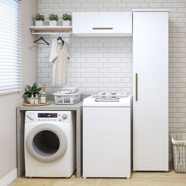 Lavanderia Completa Bauru 2 Portas 4 Prateleiras Branco - Kaki Móveis