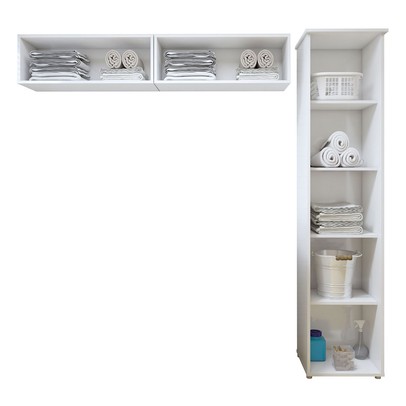 Lavanderia Completa Uberaba 3 Portas 4 Prateleiras Branco - Kaiki Móveis