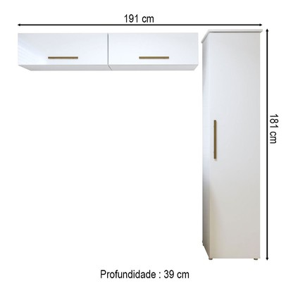 Lavanderia Completa Uberaba 3 Portas 4 Prateleiras Branco - Kaiki Móveis