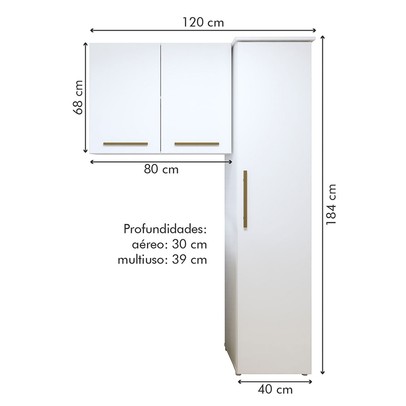 Lavanderia Completa Uberlândia 3 Portas 5 Prateleiras Branco - Kaiki Móveis