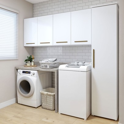 Lavanderia Completa Guarulhos 5 Portas Branco - Kaiki Móveis