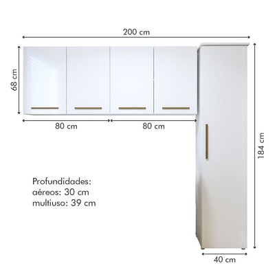 Lavanderia Completa Guarulhos 5 Portas Branco - Kaiki Móveis