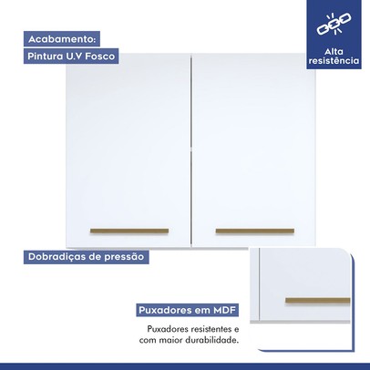 Lavanderia Completa Terosópolis 6 Portas 1 Gaveta Branco - Kaiki Móveis