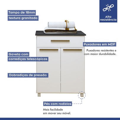 Lavanderia Completa Terosópolis 6 Portas 1 Gaveta Branco - Kaiki Móveis