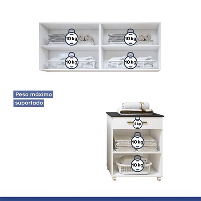 Lavanderia Completa Terosópolis 6 Portas 1 Gaveta Branco - Kaiki Móveis
