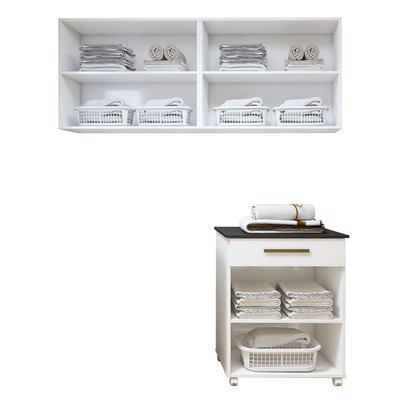 Lavanderia Completa Terosópolis 6 Portas 1 Gaveta Branco - Kaiki Móveis