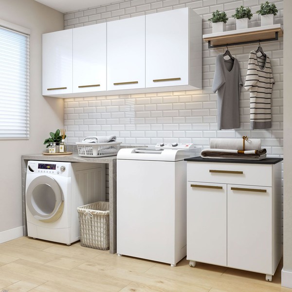 Lavanderia Completa Terosópolis 6 Portas 1 Gaveta Branco - Kaiki Móveis