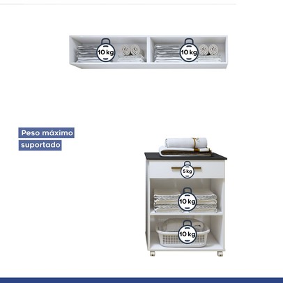 Lavanderia Completa Magé 4 Portas 1 Gaveta Branco - Kaiki Móveis