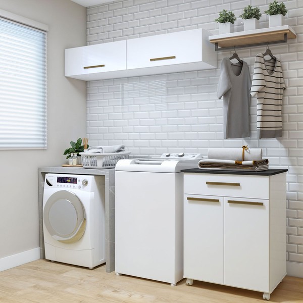Lavanderia Completa Magé 4 Portas 1 Gaveta Branco - Kaiki Móveis