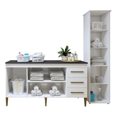 Lavanderia Completa Osasco 4 Portas 3 Gavetas Branco - Kaiki Móveis