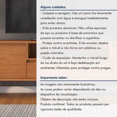 Rack para TV Até 75 Polegadas Piazza New 3 Gavetas Naturalle - Mavaular