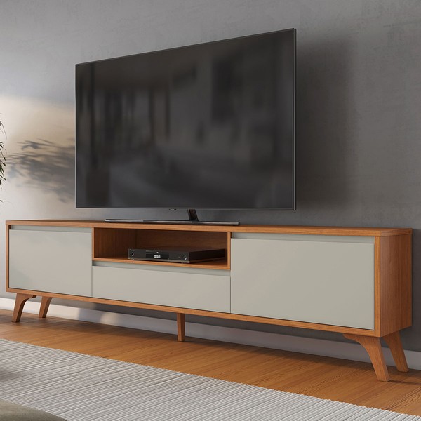 Rack para TV Até 75 Polegadas Piazza New 3 Gavetas Naturalle/Off White - Mavaular