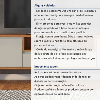 Rack para TV Até 75 Polegadas Piazza New 3 Gavetas Naturalle/Off White - Mavaular