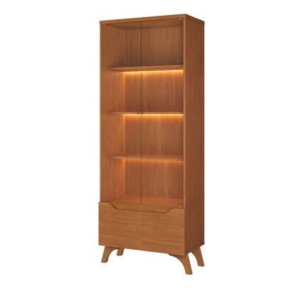 Cristalera Grécia New 2 Portas 1 Gaveta com Vidro e Led Naturalle - Mavaular