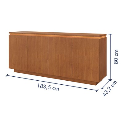 Balcão Buffet Lux 4 Portas 1 Prateleira com Led 100% Mdf Naturalle - Mavaular