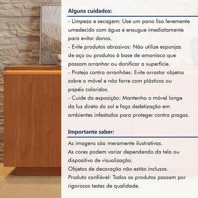 Balcão Buffet Lux 4 Portas 1 Prateleira com Led 100% Mdf Naturalle - Mavaular