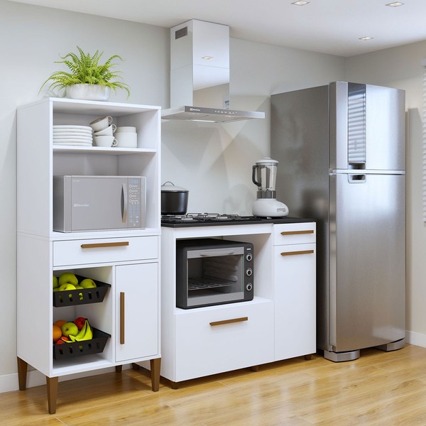 Cozinha Compacta Contagem 3 Portas 2 Gavetas Branco - Kaiki Móveis