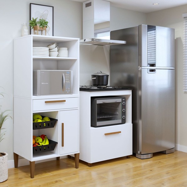 Cozinha Compacta Porto Velho 2 Portas 1 Gaveta Branco - Kaiki Móveis