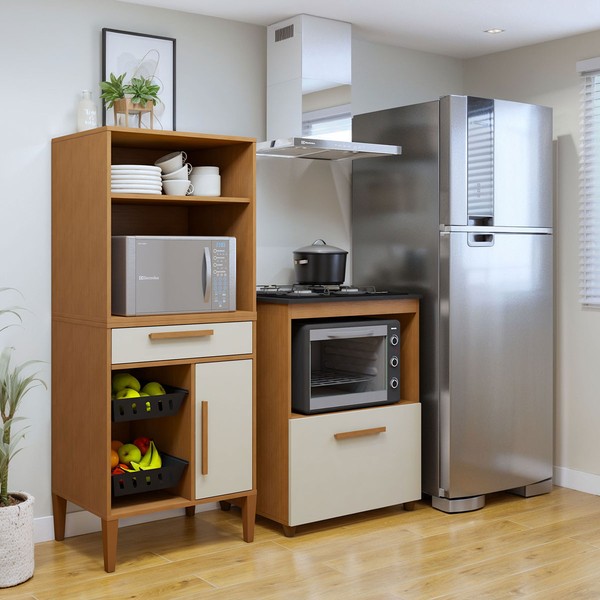 Cozinha Compacta Porto Velho 2 Portas 1 Gaveta Nature - Kaiki Móveis