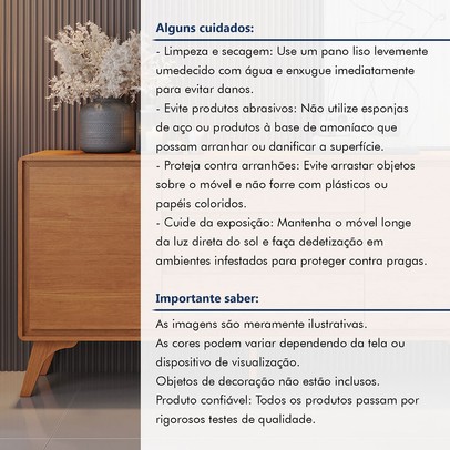 Balcão Buffet Ares 2 Portas 3 Gavetas Naturalle - Mavaular