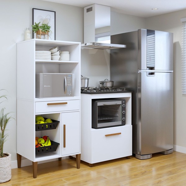 Cozinha Compacta Porto Velho 2 Portas 1 Gaveta Branco - Kaiki Móveis