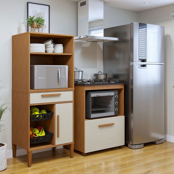 Cozinha Compacta Porto Velho 2 Portas 1 Gaveta Nature - Kaiki Móveis