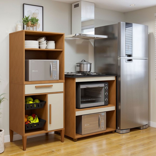 Cozinha Compacta Vila Velha 1 Porta 1 Gaveta Nature - Kaiki Móveis