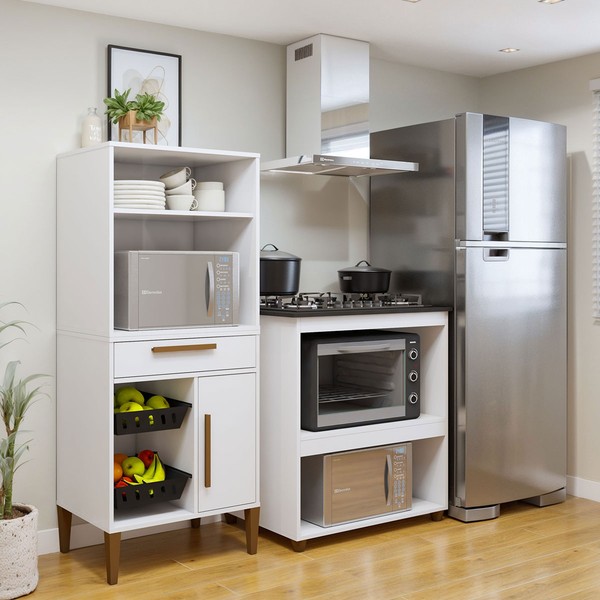 Cozinha Compacta Vila Velha 1 Porta 1 Gaveta Branco - Kaiki Móveis