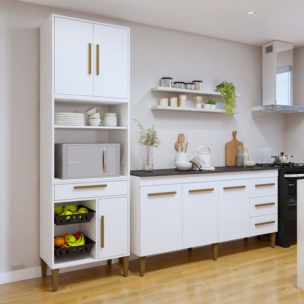 Cozinha Completa Caxias 6 Portas 4 Gavetas Branco - Kaiki Móveis