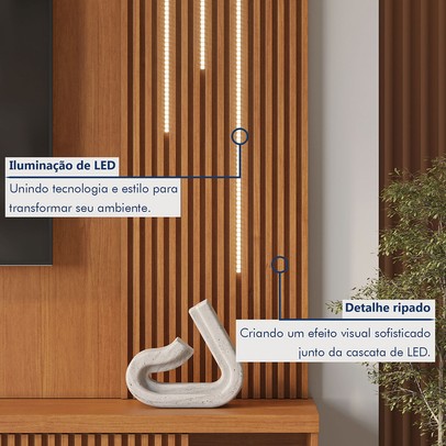 Estante para TV Até 75 Polegadas Valencia New 2 Portas com Led 100% Mdf Naturalle - Mavaular