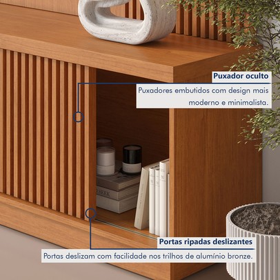 Estante para TV Até 75 Polegadas Valencia New 2 Portas com Led 100% Mdf Naturalle - Mavaular