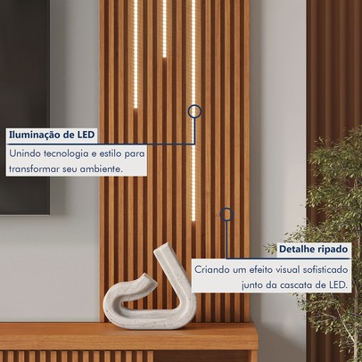 Estante para TV Até 75 Polegadas Valencia New 2 Portas com Led 100% Mdf Naturalle/Off White - Mavaular