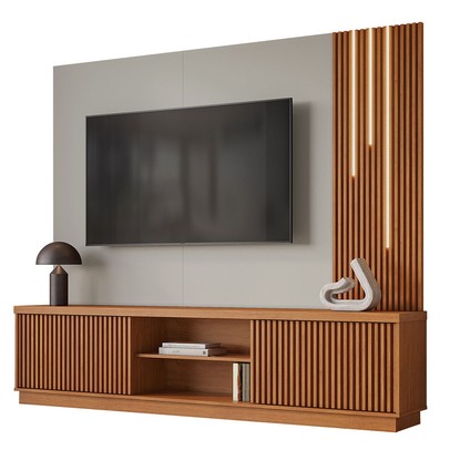 Estante para TV Até 75 Polegadas Valencia New 2 Portas com Led 100% Mdf Naturalle/Off White - Mavaular