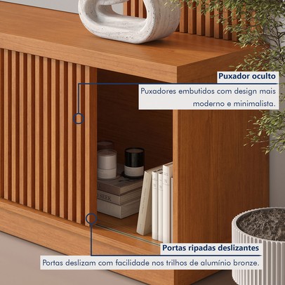 Estante para TV Até 75 Polegadas Valencia New 2 Portas com Led 100% Mdf Naturalle/Off White - Mavaular