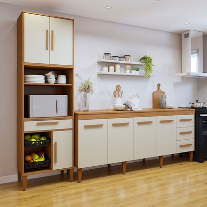 Cozinha Compacta Campo Grande 7 Portas 4 Gavetas Branco - Kaiki Móveis