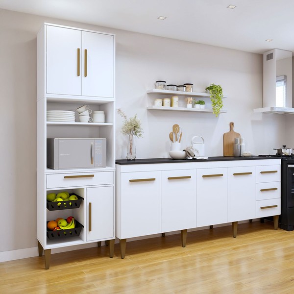 Cozinha Compacta Campo Grande 7 Portas 4 Gavetas Nature - Kaiki Móveis