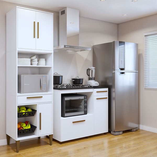 Cozinha Compacta Teresinha 5 Portas 2 Gavetas Branco - Kaiki Móveis