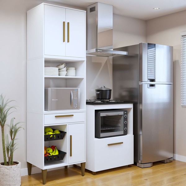 Cozinha Compacta João Pessoa 4 Portas 1 Gaveta Branco - Kaiki Móveis