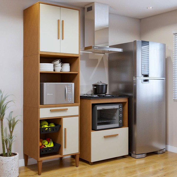 Cozinha Compacta João Pessoa 4 Portas 1 Gaveta Nature - Kaiki Móveis