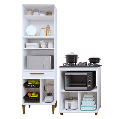 Cozinha Compacta João Pessoa 4 Portas 1 Gaveta Nature - Kaiki Móveis