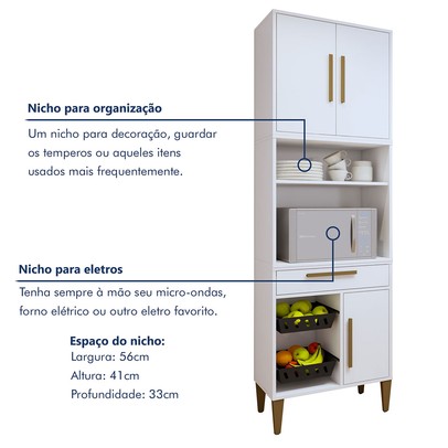 Cozinha Compacta João Pessoa 4 Portas 1 Gaveta Nature - Kaiki Móveis