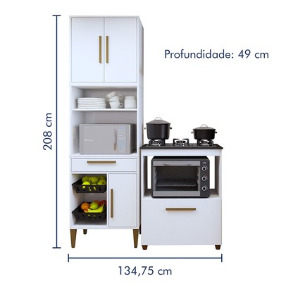 Cozinha Compacta João Pessoa 4 Portas 1 Gaveta Nature - Kaiki Móveis